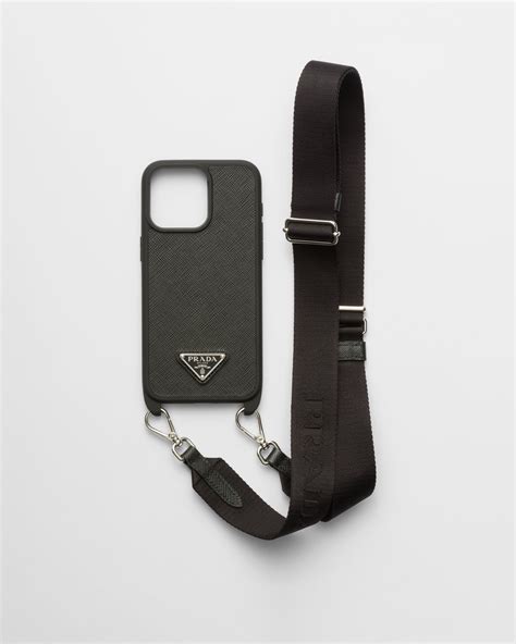 prada max|Black Saffiano Leather Cover For Iphone 15 Pro Max .